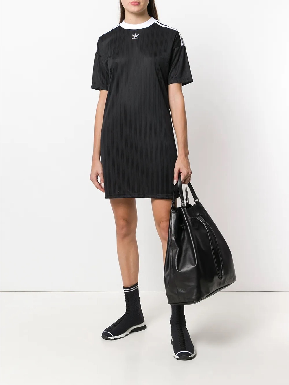 Adidas originals Black and White Trefoil Three-Stripe T-Shirt Dress - Picture 3 of 3
